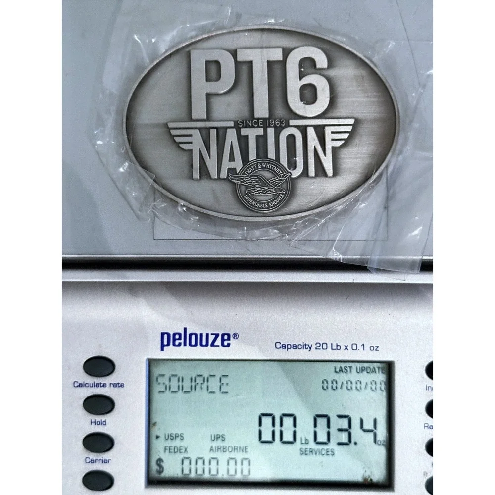 PT6 Pratt Whitney Turboprop Engine Belt‎ Buckle Aviation PT Nation Turboprop NOS
